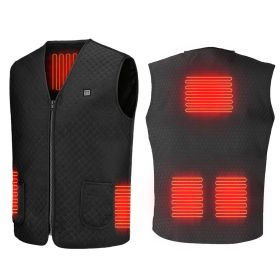1Pc Heat Jacket Vest 3 Heating Gear Adjustable USB Heated Vest Warm Heat Coat Vest With 5 Heating Zones For Men Women Winter Outdoor Activity (Option: XL)